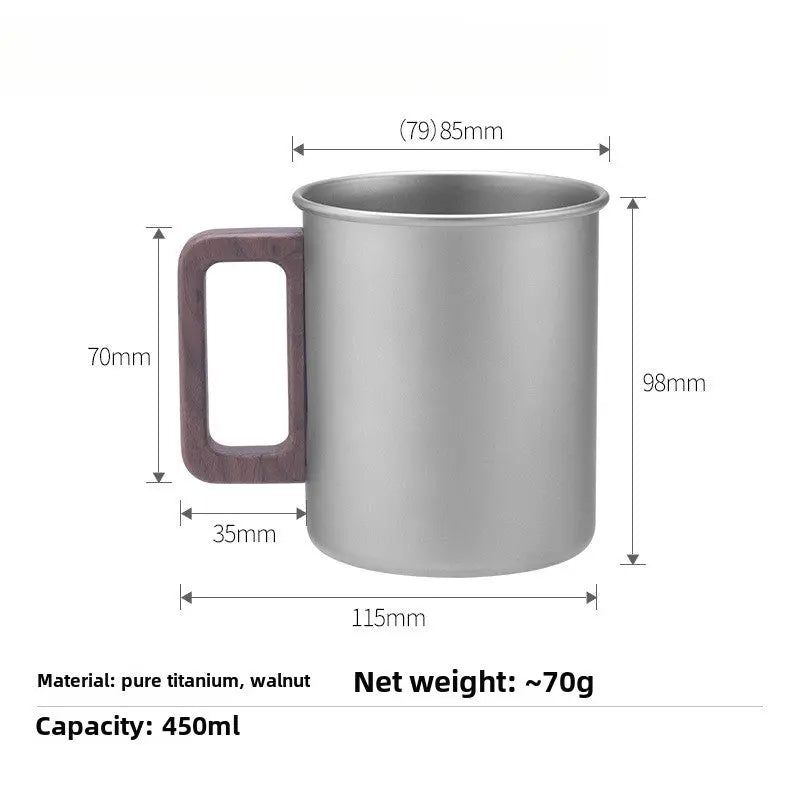 Titanium Mug with Wooden Handle - RDPAW OutdoorGear
